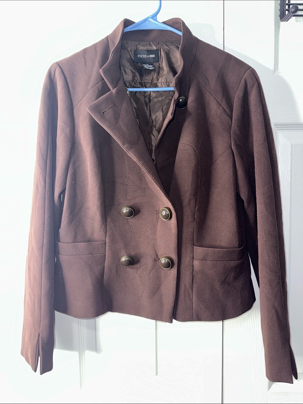Focus 2000 Brown Double-Breasted Blazer Jacket
